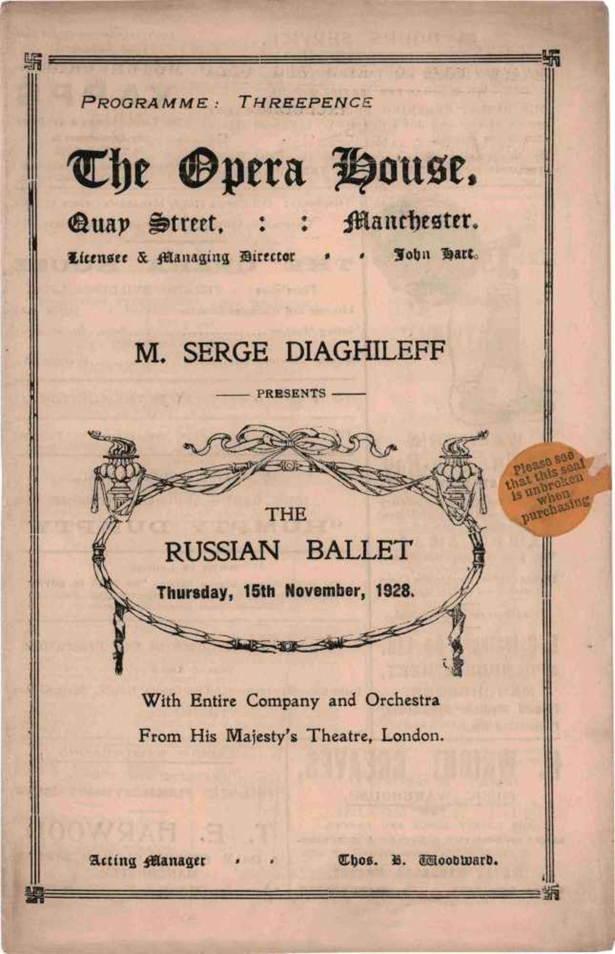 [BALLETS RUSSES, DIAGHILEW, NIJINSKY] Lot aus 8 Programmheften der Auftritte der Truppe der - Bild 2 aus 4