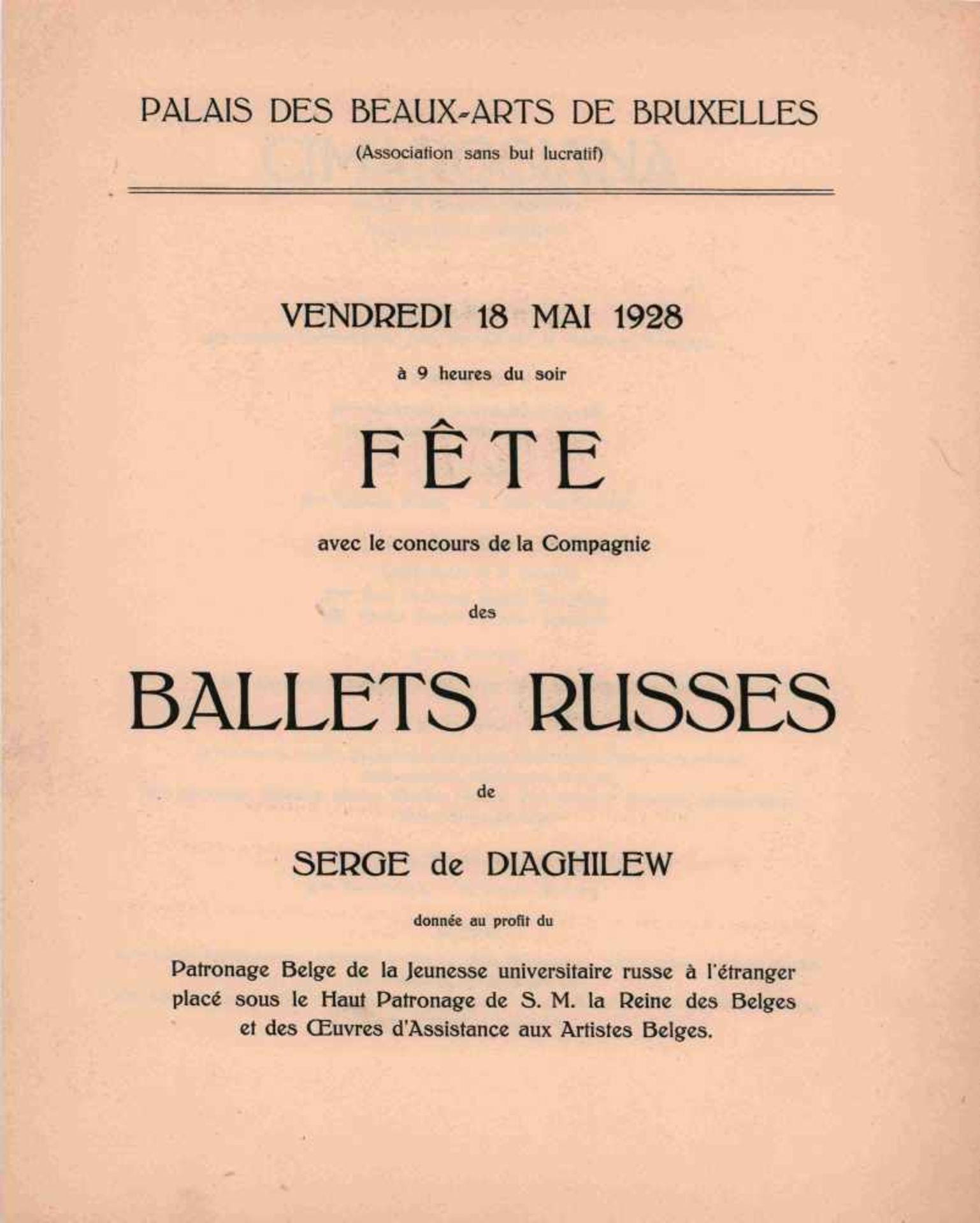 [BALLETS RUSSES, DIAGHILEW, PICASSO] Programmheft der Gastspiele der Truppe der Ballets Russes von - Bild 2 aus 2