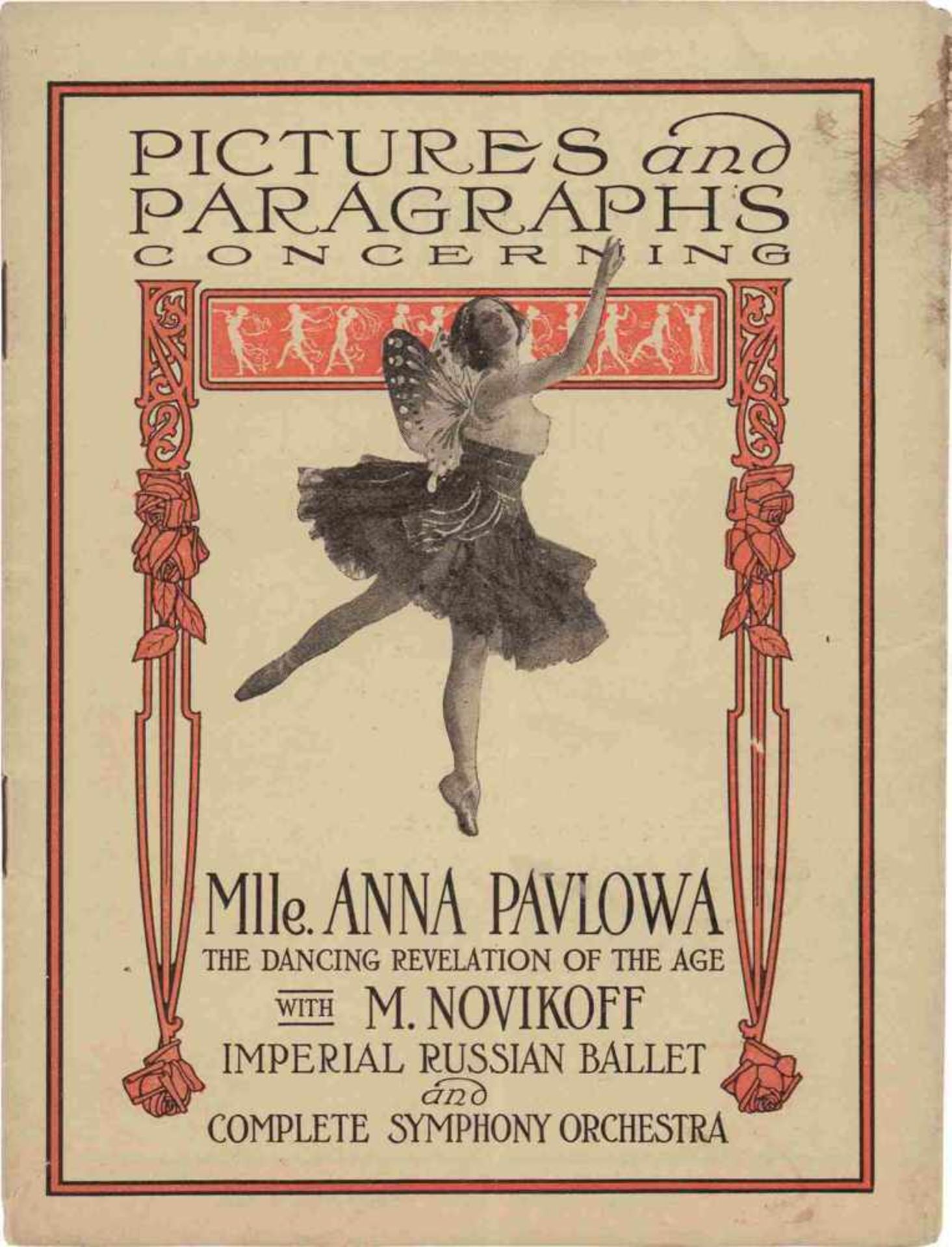 [BALLETS RUSSES, ANNA PAVLOWA] Prospekt der Auftritte von Anna Pawlowa 7 und 14. Dezember 1930 im