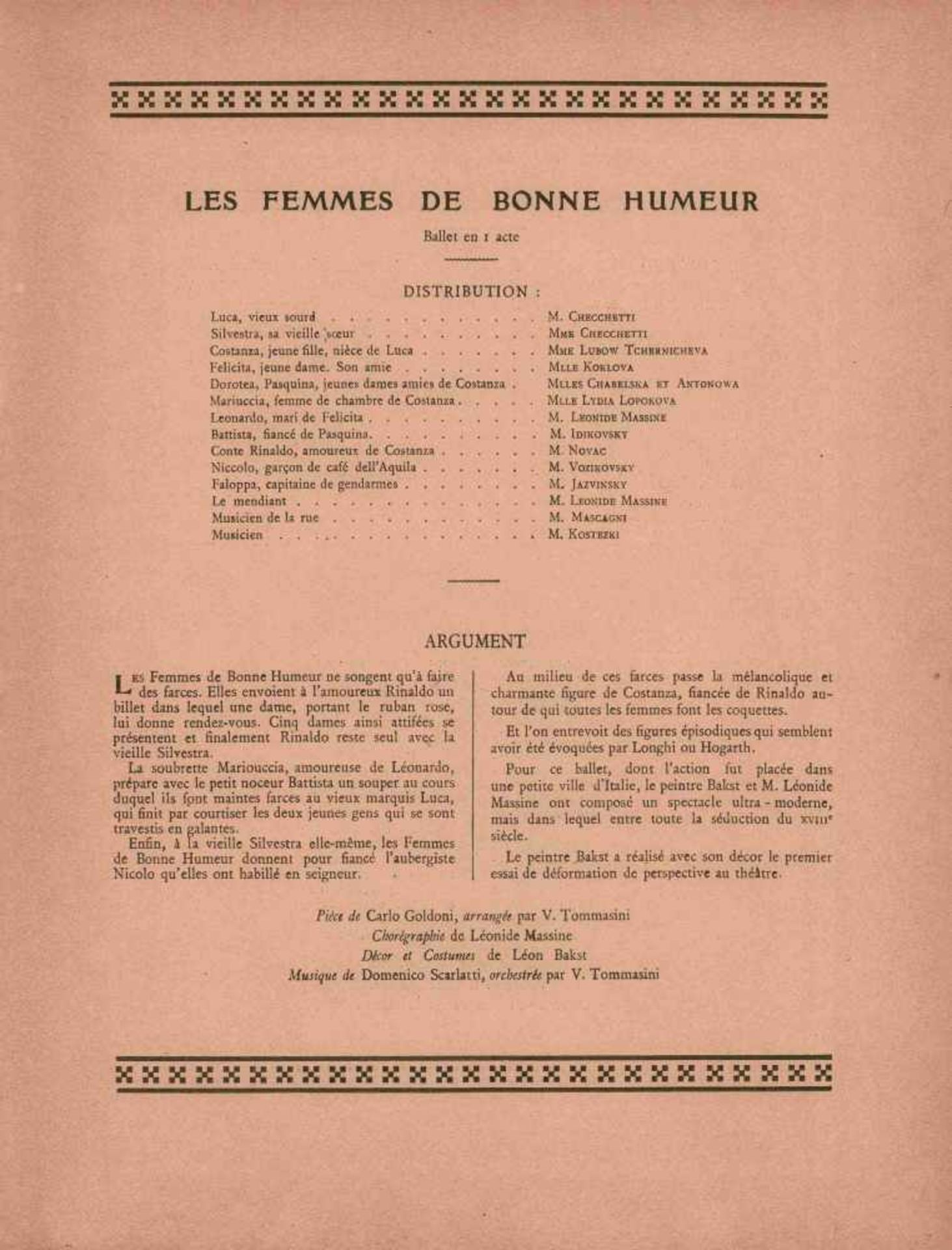 [BALLETS RUSSES, BAKST, LARIONOW, MARTY, PICASSO] Russische Saison, 1917, Théâtre du Châtelet, - Bild 2 aus 3