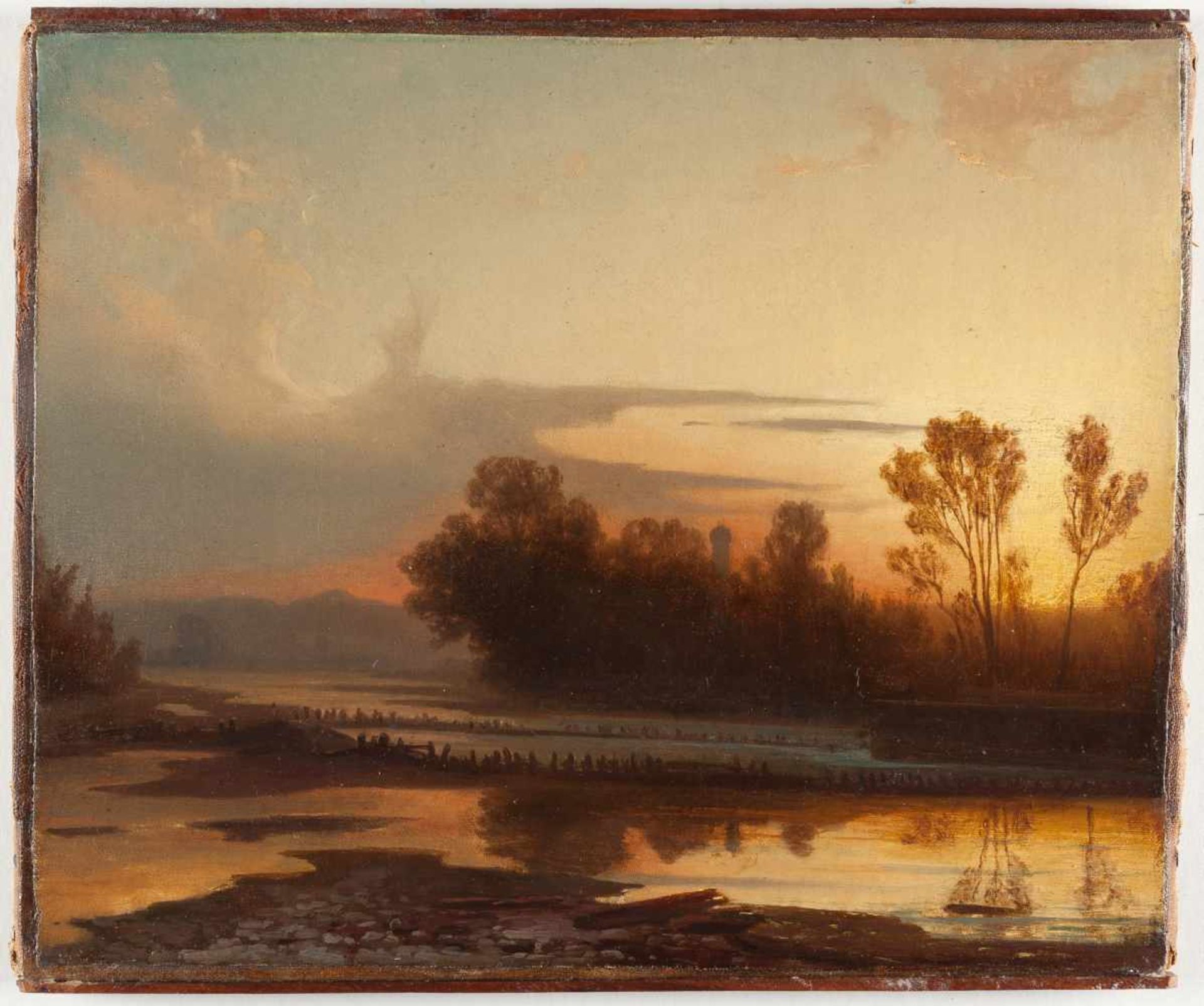 Christian Ernst B. Morgenstern (Zugeschrieben) Landschaft im Abendlicht Öl auf Leinwand, auf - Bild 2 aus 3
