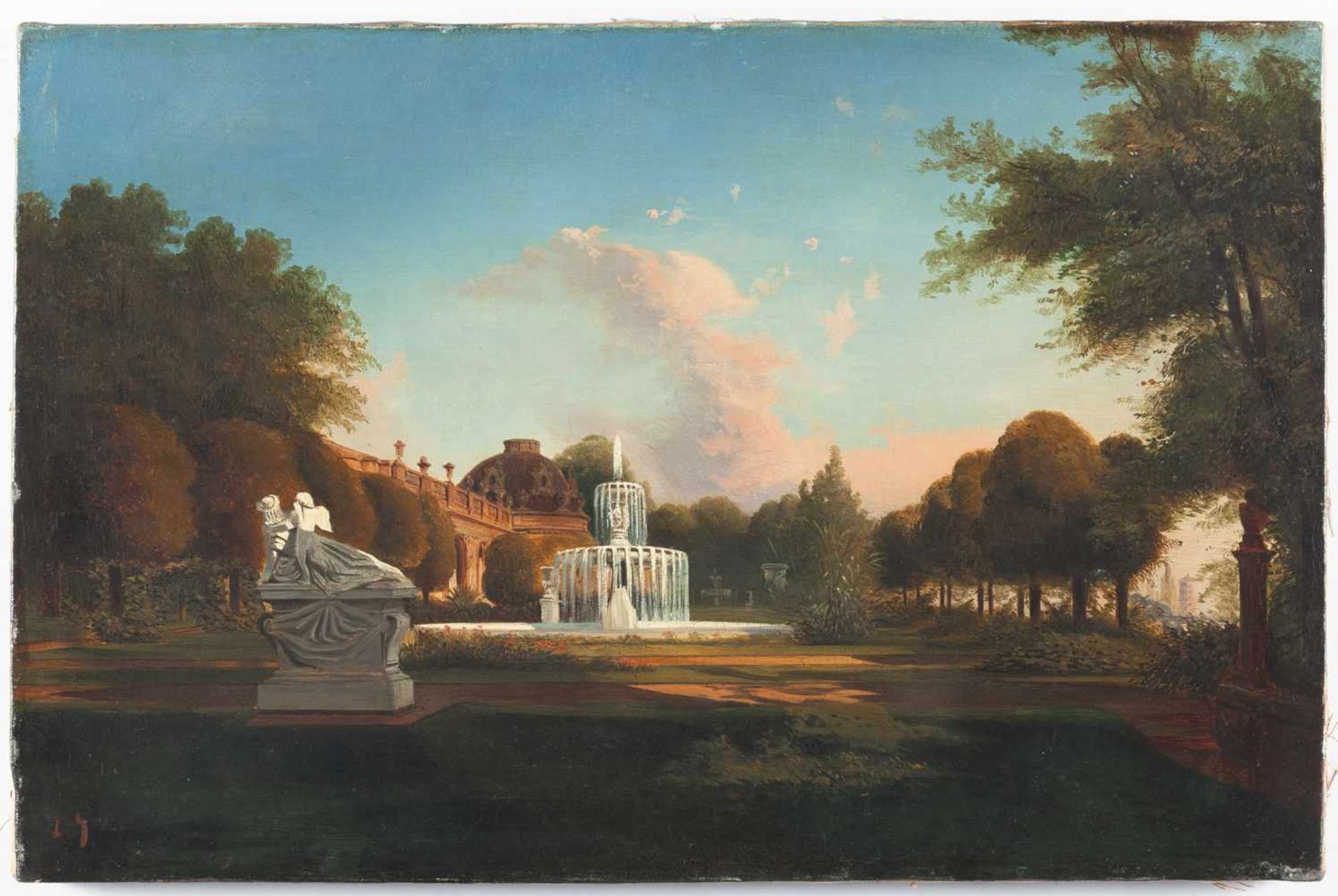 Ludwig Gebhardt (Zugeschrieben) Schloss Sanssouci Öl auf Leinwand. 35,5 x 54 cm. Ludwig Gebhardt ( - Bild 2 aus 3