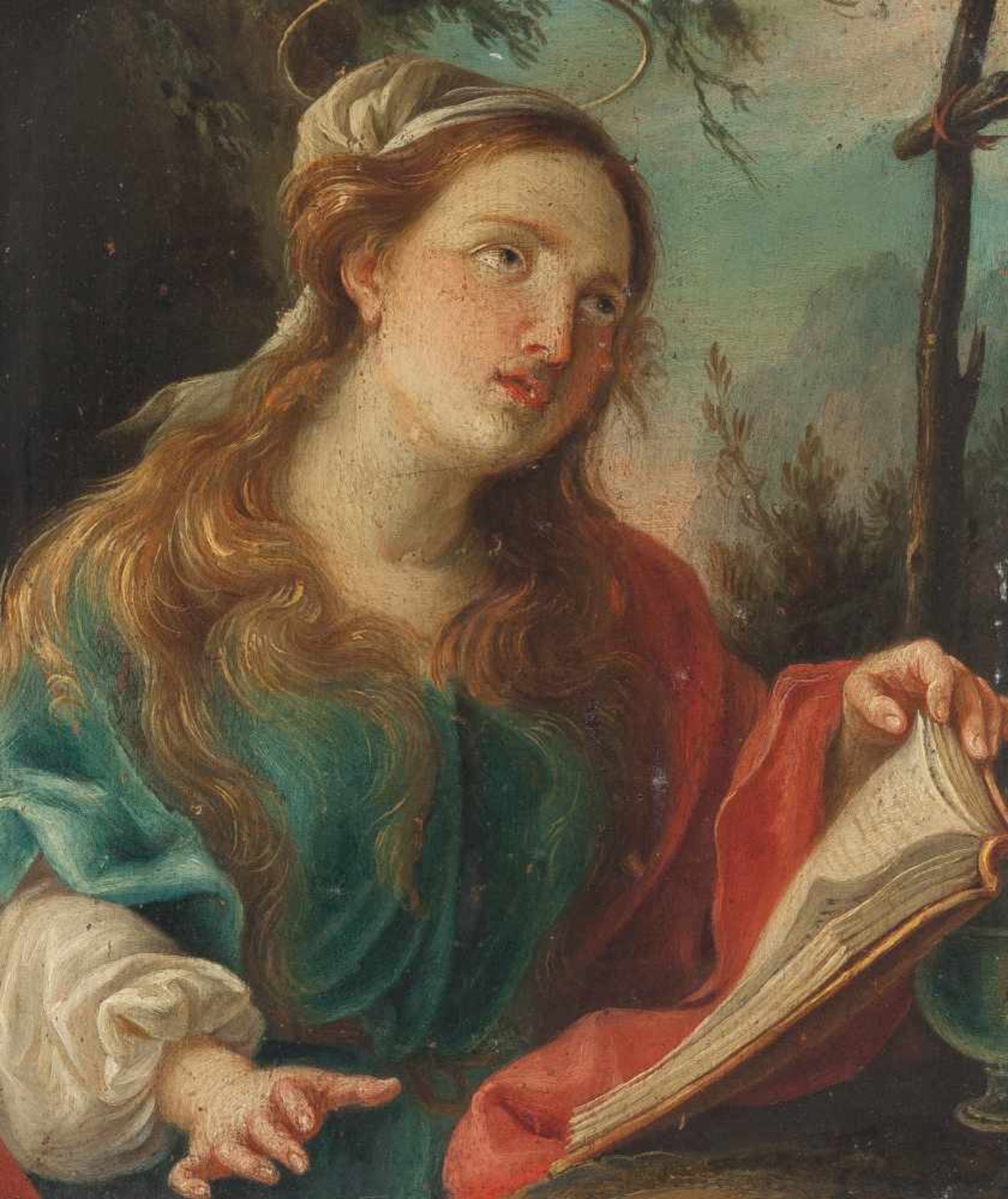 Deutsch Maria Magdalena als Büßerin Öl auf Holz. (1. Hälfte 17. Jh.). 23 x 18,2 cm. Provenienz: