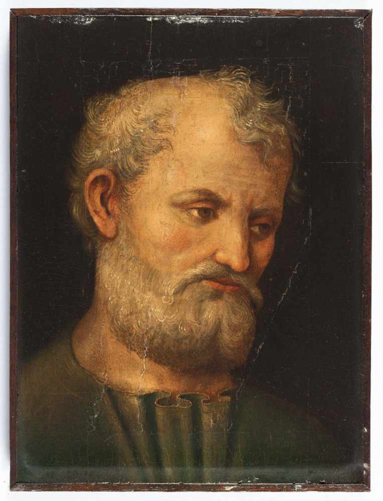 Niederländisch Heiliger Petrus Öl auf Holz, parkettiert. (Frühes 16. Jh.) 33,5 x 24,7 cm. - Bild 2 aus 3