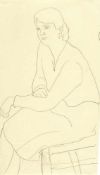 Gabriele Münter Sitzende Bleistift auf feinem Velin. (1920er Jahre). Ca. 24,5 x 13,5 cm. Verso