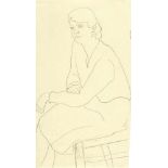 Gabriele Münter Sitzende Bleistift auf feinem Velin. (1920er Jahre). Ca. 24,5 x 13,5 cm. Verso