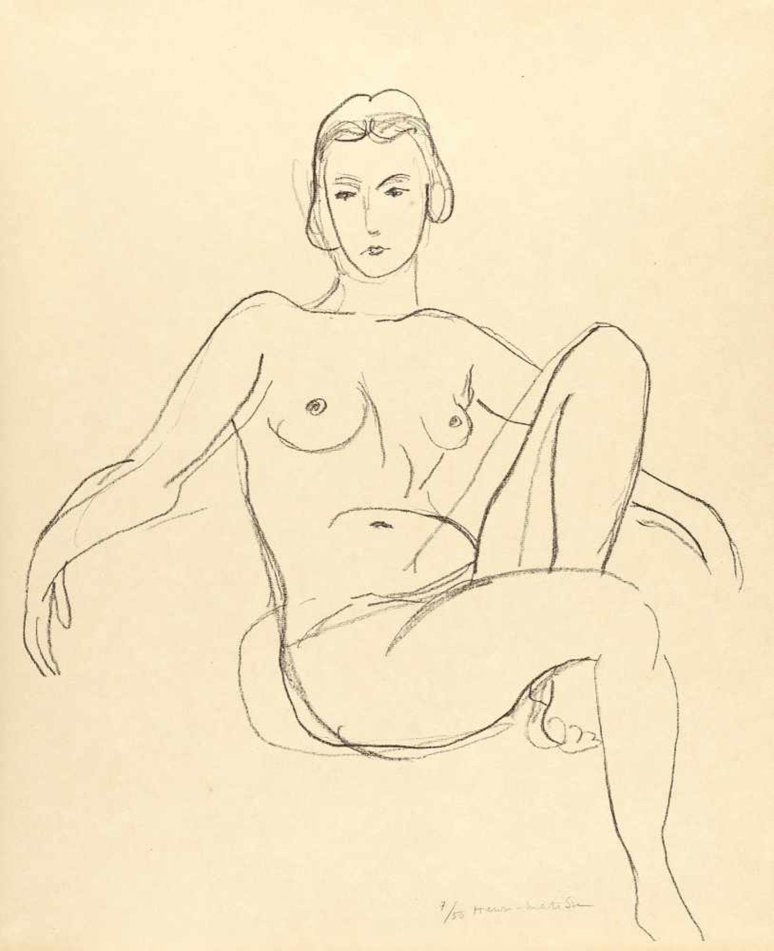 Henri Matisse Nu assis les bras étendus Lithographie auf festem Simili-Japan. (1925). Ca. 49 x 42 cm