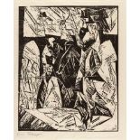 Lyonel Feininger Spaziergänger Holzschnitt auf feinem Japanbütten. (1918). Ca. 37 x 29,5 cm (
