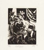 Otto Dix „Liebespaar“ Holzschnitt auf feinem Maschinenbütten. (19)21. Ca. 25 x 20 (Blattgröße ca. 37