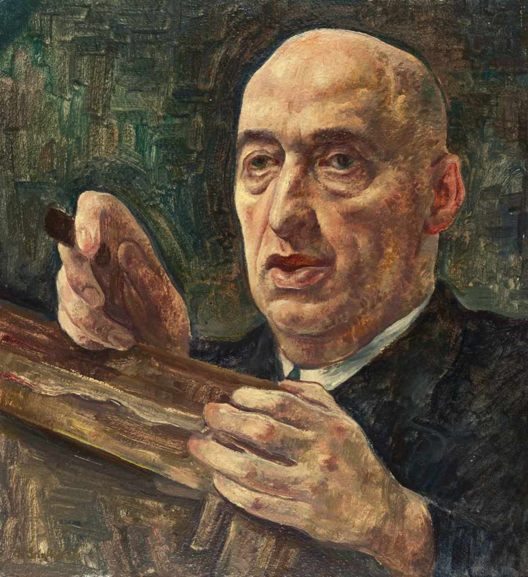 Albert Birkle Porträt Victor Hartberg, Kunsthändler Öl auf Pappe auf Malpappe. (1931). Ca. 58,5 x 55
