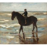 Max Liebermann Reitender Junge am Strande Öl auf Pappe. 1903. Ca. 62,5 x 70 cm. Signiert und datiert