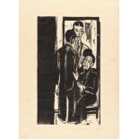 Ernst Ludwig Kirchner Mutter und Sohn Holzschnitt auf dünnem, chamoisfarbenem Japanbütten. (1927).