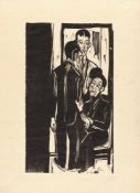 Ernst Ludwig Kirchner Mutter und Sohn Holzschnitt auf dünnem, chamoisfarbenem Japanbütten. (1927).