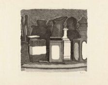 Giorgio Morandi Natura Morta Radierung auf grauem Maschinenbütten mit Wz. (1933). Ca. 23,5 x 24