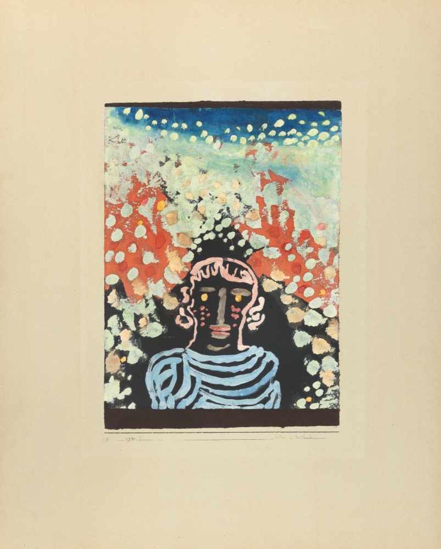 Paul Klee „Bildnis in der Laube“ Aquarell und Gouache über Kleistergrundierung auf Papier, auf