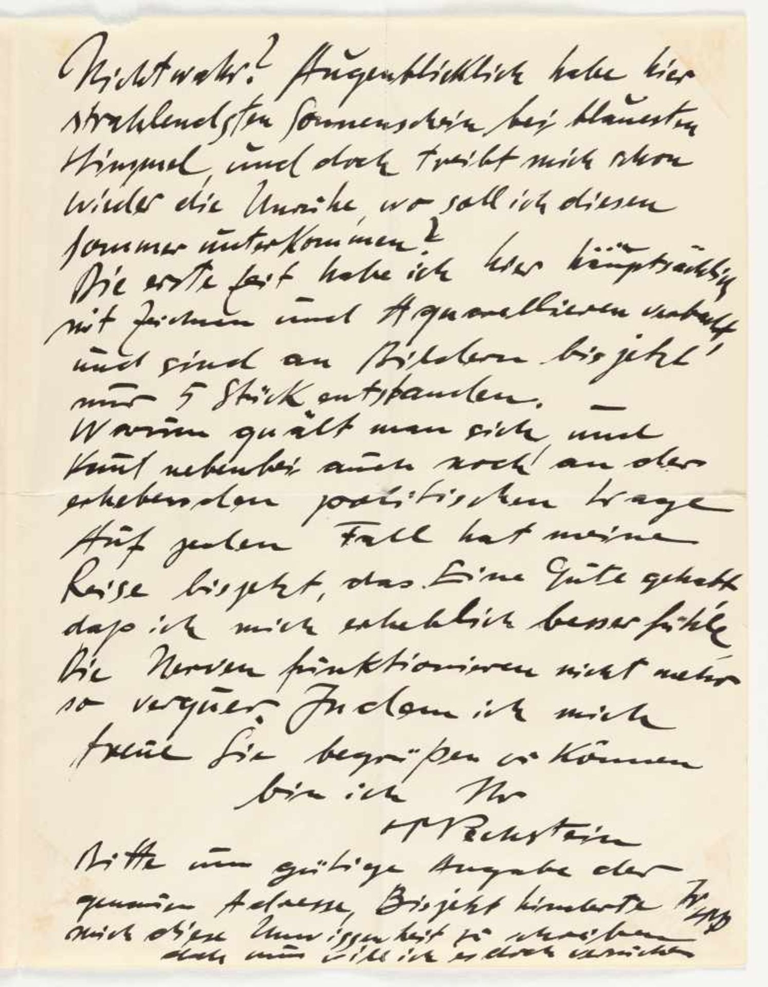 Hermann Max Pechstein Selbstporträt auf einem Brief Tuschfeder und Aquarell auf Velin mit Wz. „ - Image 3 of 6