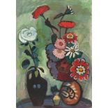 Gabriele Münter „Blumenbild mit weißer Rose“ Öl auf Leinwand. 1949. Ca. 55,5 x 38,5 cm. Signiert und