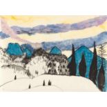 Gabriele Münter Lange Abendwolken (Elmau) Aquarell über Bleistift auf sehr feinem Velin. (Um