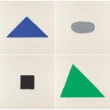 Blinky Palermo Folge von 4 Bll.: 4 Prototypen Serigraphie in Blau (1), Grau (1), Schwarz (1) und