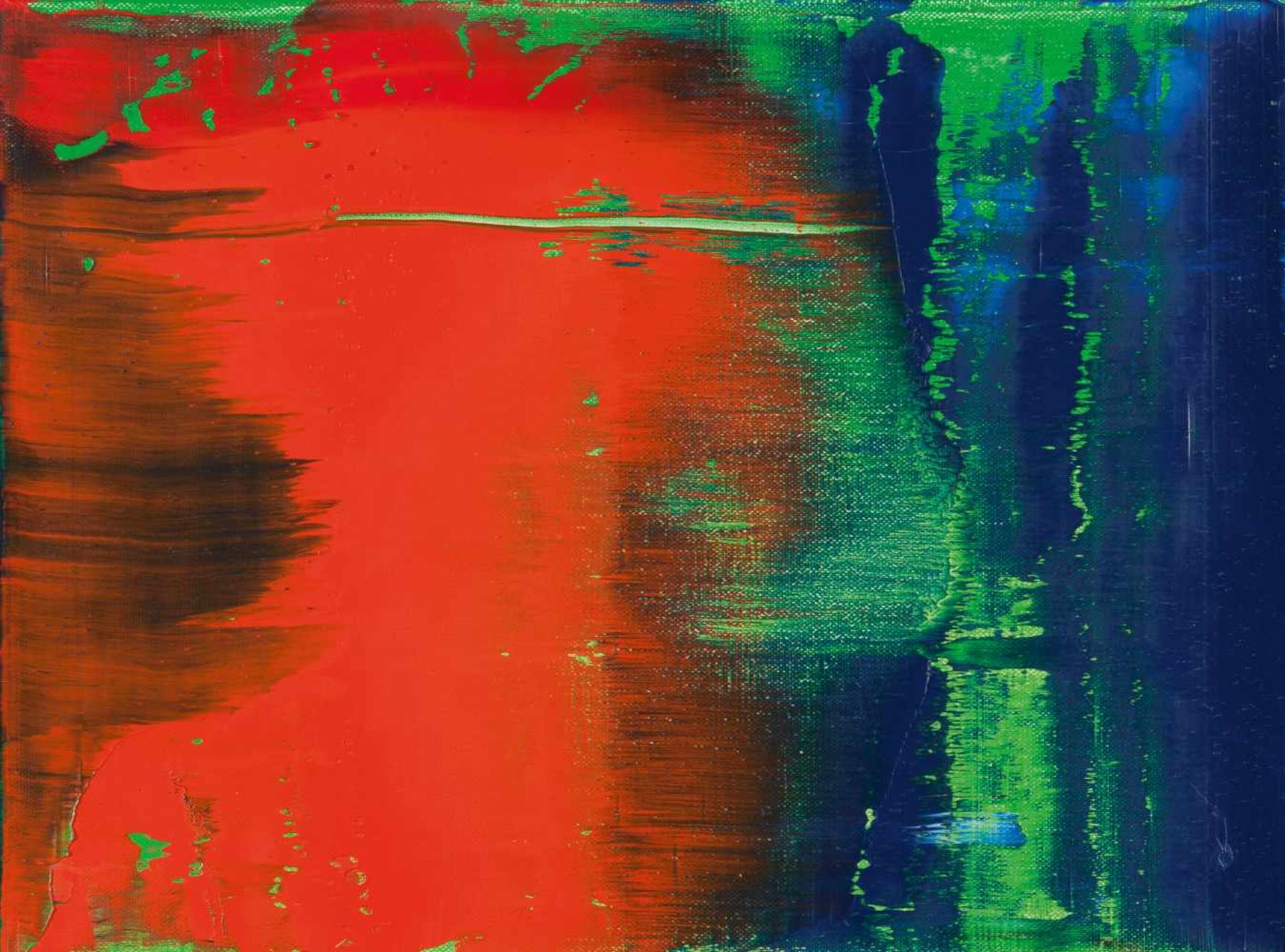 Gerhard Richter Grün-Blau-Rot Öl auf Leinwand. (19)93. Ca. 29,5 x 40 cm. Verso auf der Leinwand