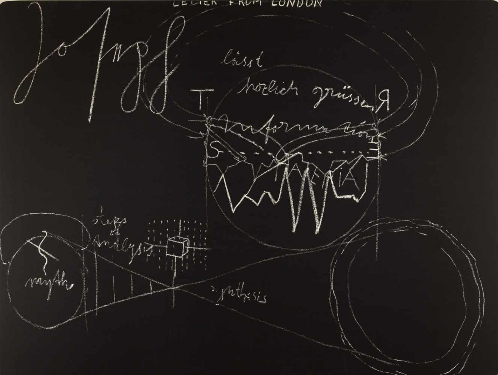 Joseph Beuys „Letter from London“ Lithographie auf Papier, auf Faserplatte aufgezogen. (1974)/(19)