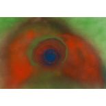 Otto Piene Ohne Titel (Feuergouache) Feuergouache auf grünem, leichtem Karton. (19)82. Ca. 47 x 68,5