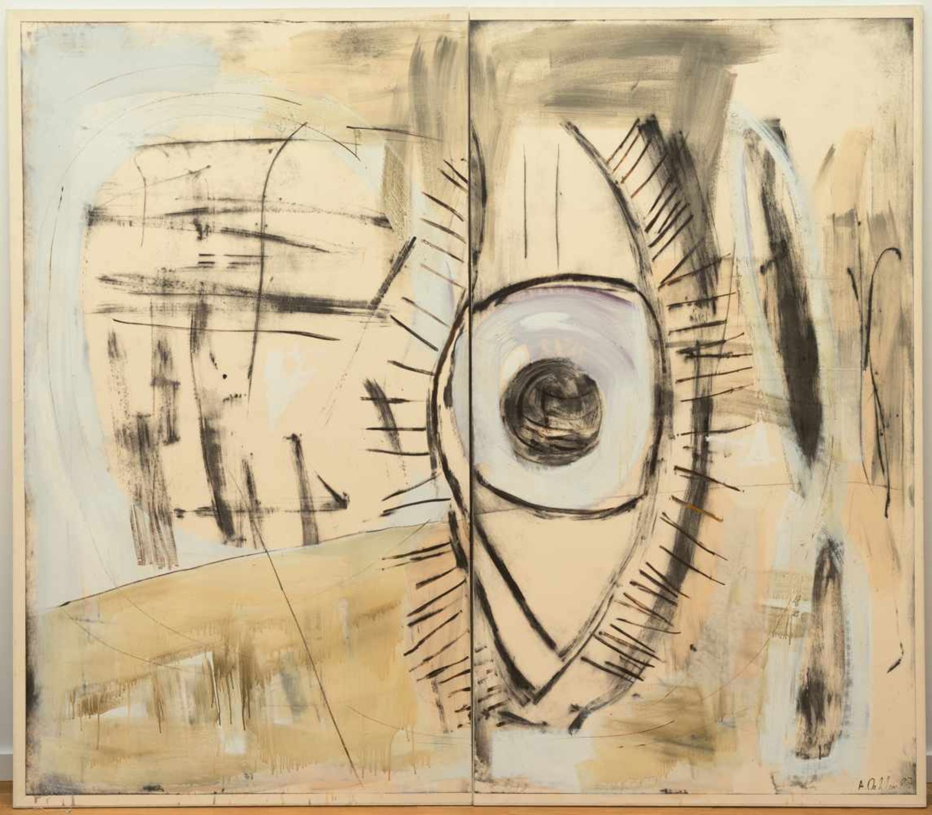Albert Oehlen Ohne Titel (Auge) Öl, Acryl, Tusche und Kunstharz über Radierung mit Kaltnadel auf - Bild 2 aus 3