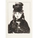 Edouard Manet1832 - Paris - 1883Berthe Morisot (en noir)Lithographie auf China, aufgewalzt auf