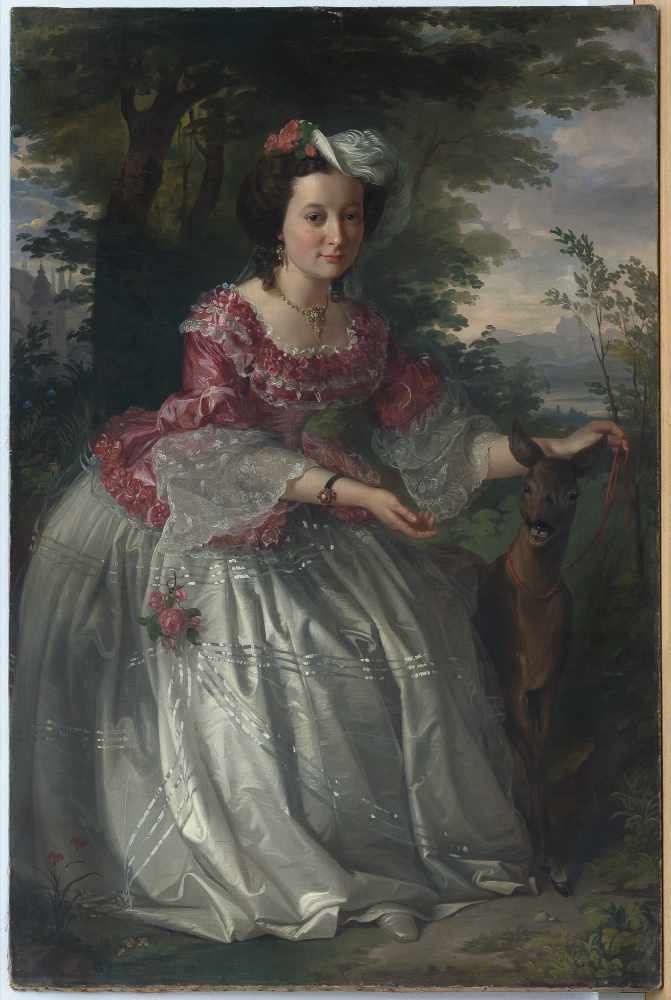 Ernst Christian Moser1815 - Graz - 1867Bildnis der Frau Czernitz (?)Öl auf Leinwand. 1857. 158,5 x - Image 2 of 3