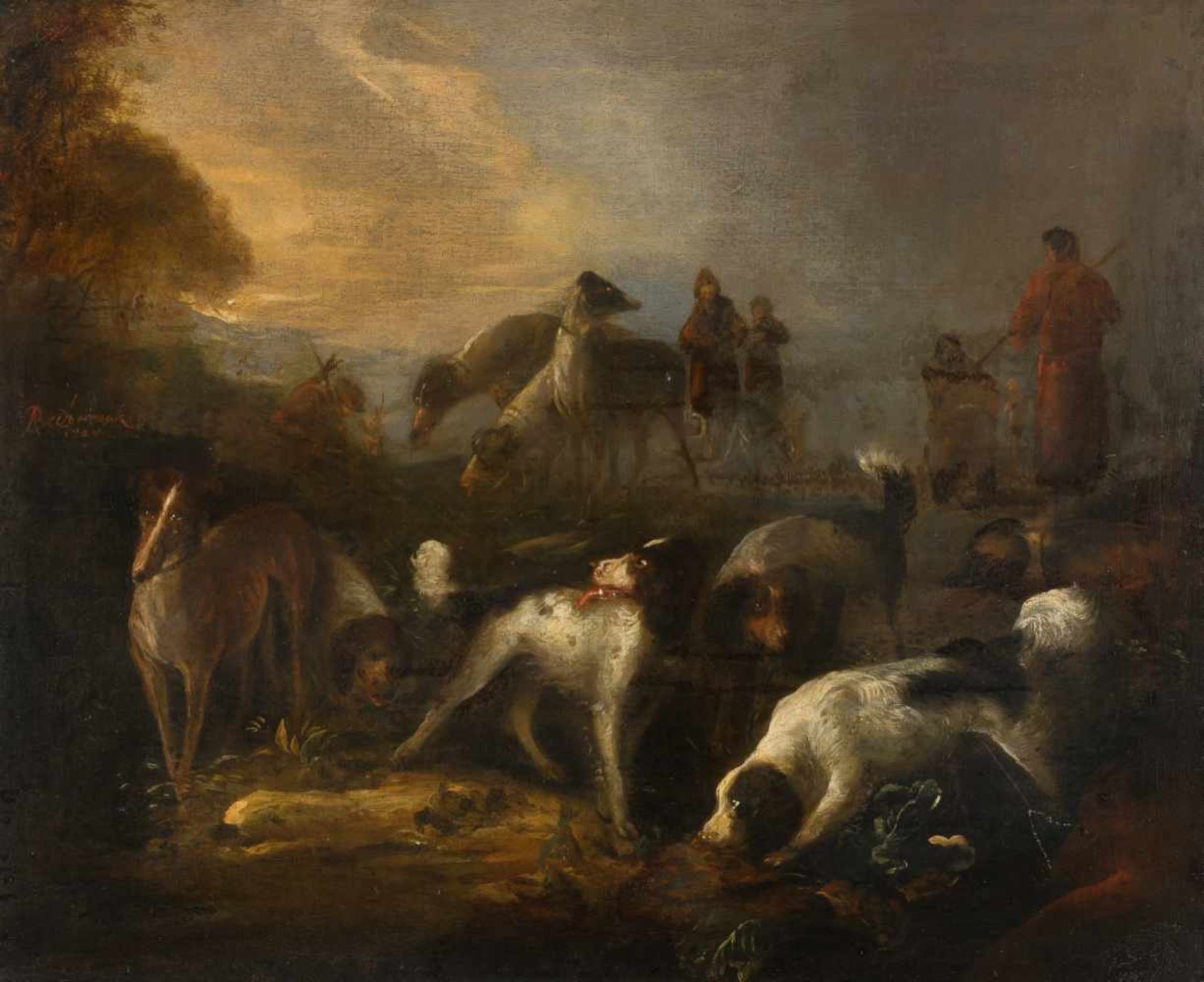 Adriaen Cornelisz. Beeldemaker1618 Rotterdam - Den Haag 1709Jagdhunde und Jäger in einer