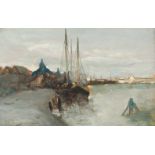 Johan Hendrik Weissenbruch1824 - Den Haag - 1903Im Hafen von ZaandamAquarell auf Velin. 14,5 x 22,