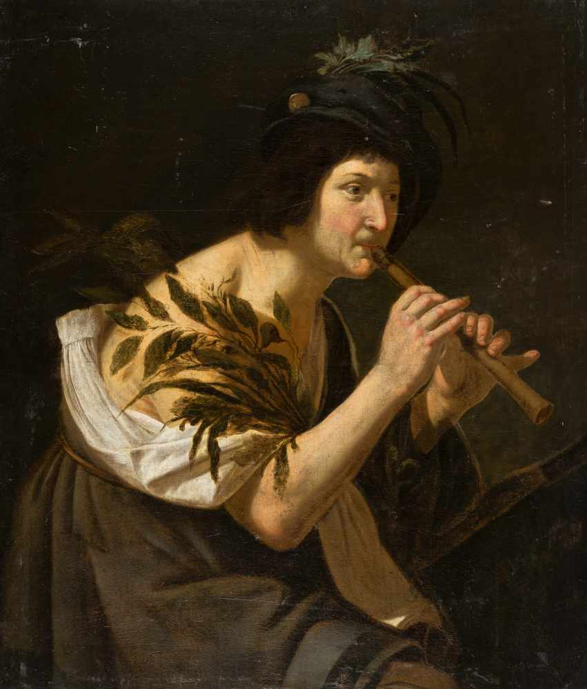 Jan van Bijlert (Umkreis)um 1598 - Utrecht - 1671Flöte spielender HirteÖl auf Leinwand, doubliert.