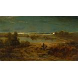 Carl Spitzweg1808 - München - 1885Dämmerung (Flachlandschaft mit zwei Figuren)Öl auf Papier, auf