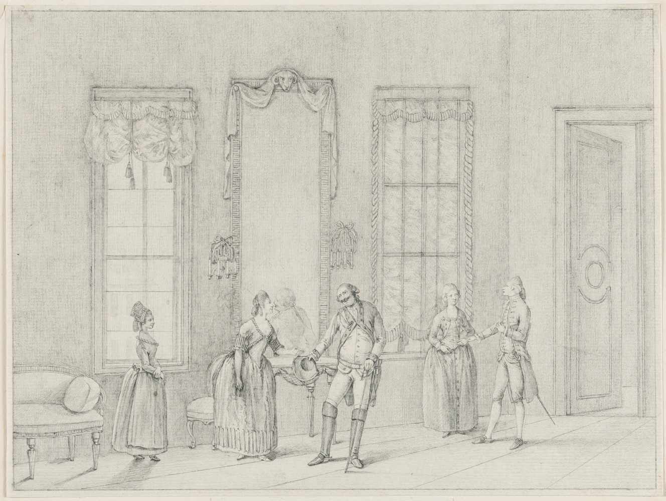 Johann Jakob Hoch1750 - Mainz - 1829Bühnenszene aus dem Theater von MainzBleistift auf Bütten. 1795. - Image 2 of 3