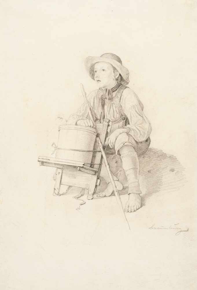 Lorenzo Quaglio Ii.1793 - München - 1869Bauernjunge mit KraxeBleistift auf Velin. (Um 1819/20). 28,7