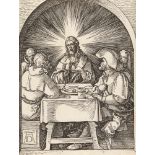 Albrecht Dürer1471 - Nürnberg - 1528Christus in EmmausHolzschnitt auf Bütten. (Um 1510). 12,8 x 9,