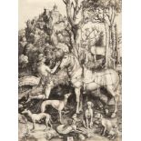 Albrecht Dürer1471 - Nürnberg - 1528Der heilige EustachiusKupferstich auf feinem Bütten mit Wz. „