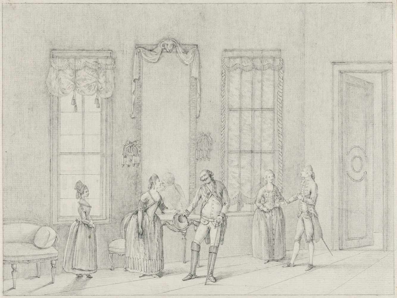 Johann Jakob Hoch1750 - Mainz - 1829Bühnenszene aus dem Theater von MainzBleistift auf Bütten. 1795.