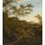 Isaak de Moucheron1667 - Amsterdam - 1744Überfall in bewaldeter hügeliger LandschaftÖl auf Leinwand,