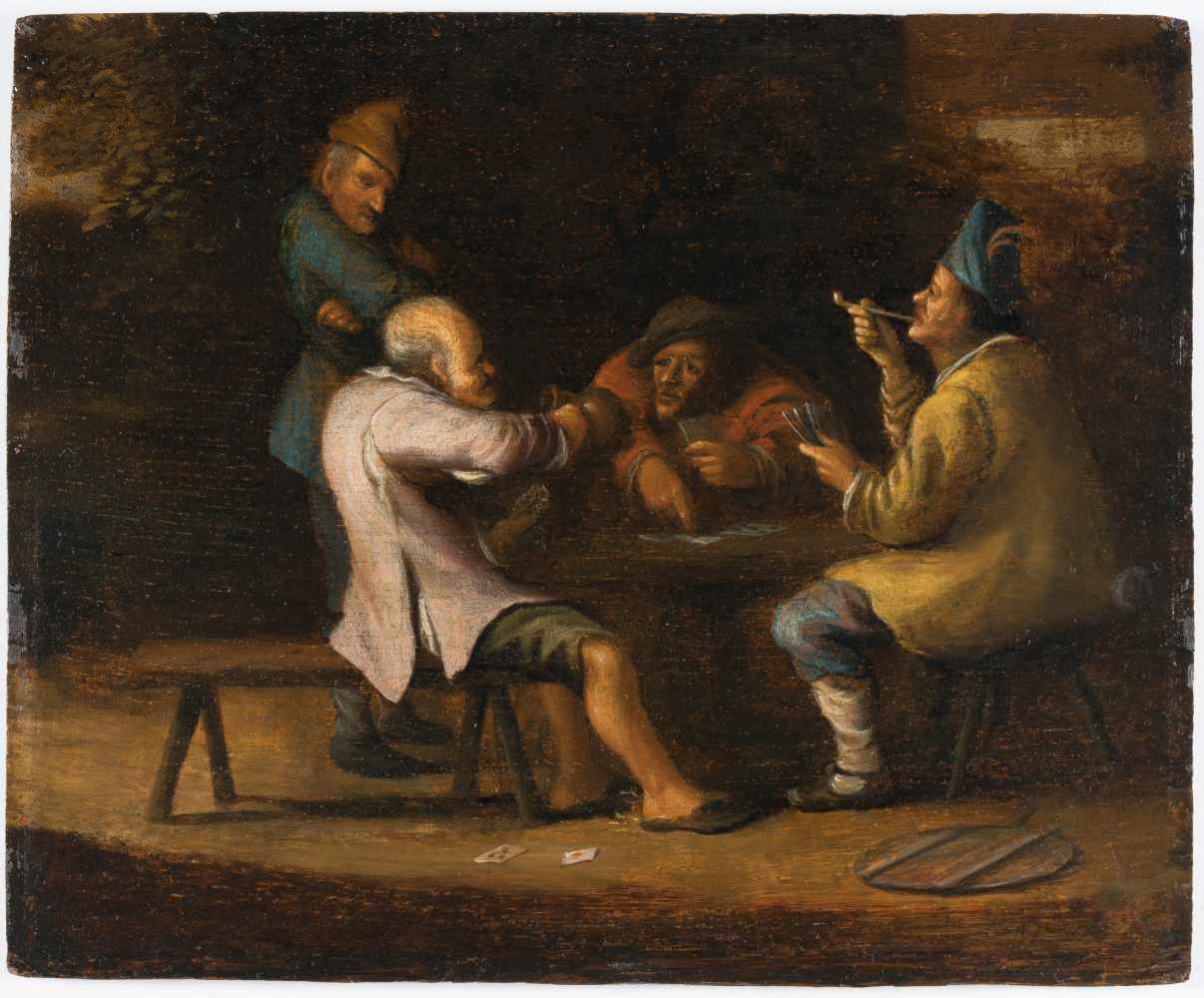 Pieter de Bloot (zugeschrieben)1601/02 - Rotterdam - 1652Die KartenspielerÖl auf Holz. 26,5 x 32 - Image 2 of 3