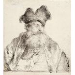 Rembrandt Harmensz van Rijn1606 Leiden - Amsterdam 1669Alter Mann mit gespaltener PelzmützeRadierung