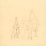 Wilhelm von Kobell1766 Mannheim - München 1853Reiter und Bauersfrau mit KindBleistift auf