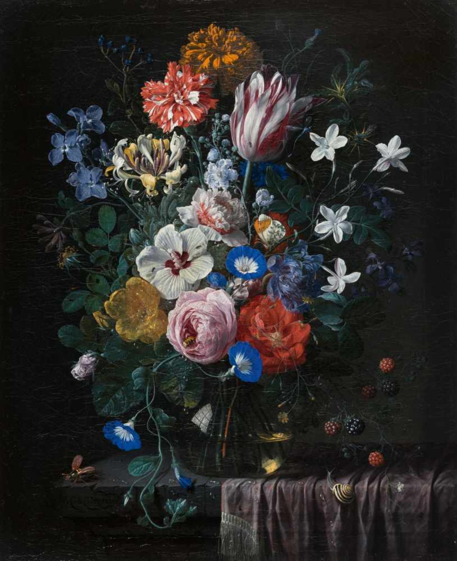 Nicolaes van Veerendael1640 - Antwerpen - 1691Blumenstrauß mit Rosen, Tulpe, Hibiskus und