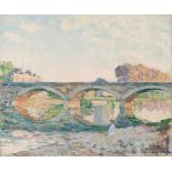 Henri Lebasque 1865 Champigné – Le Cannet 1937 Pont de la Marne près de Lagny Öl auf Leinwand. (Um