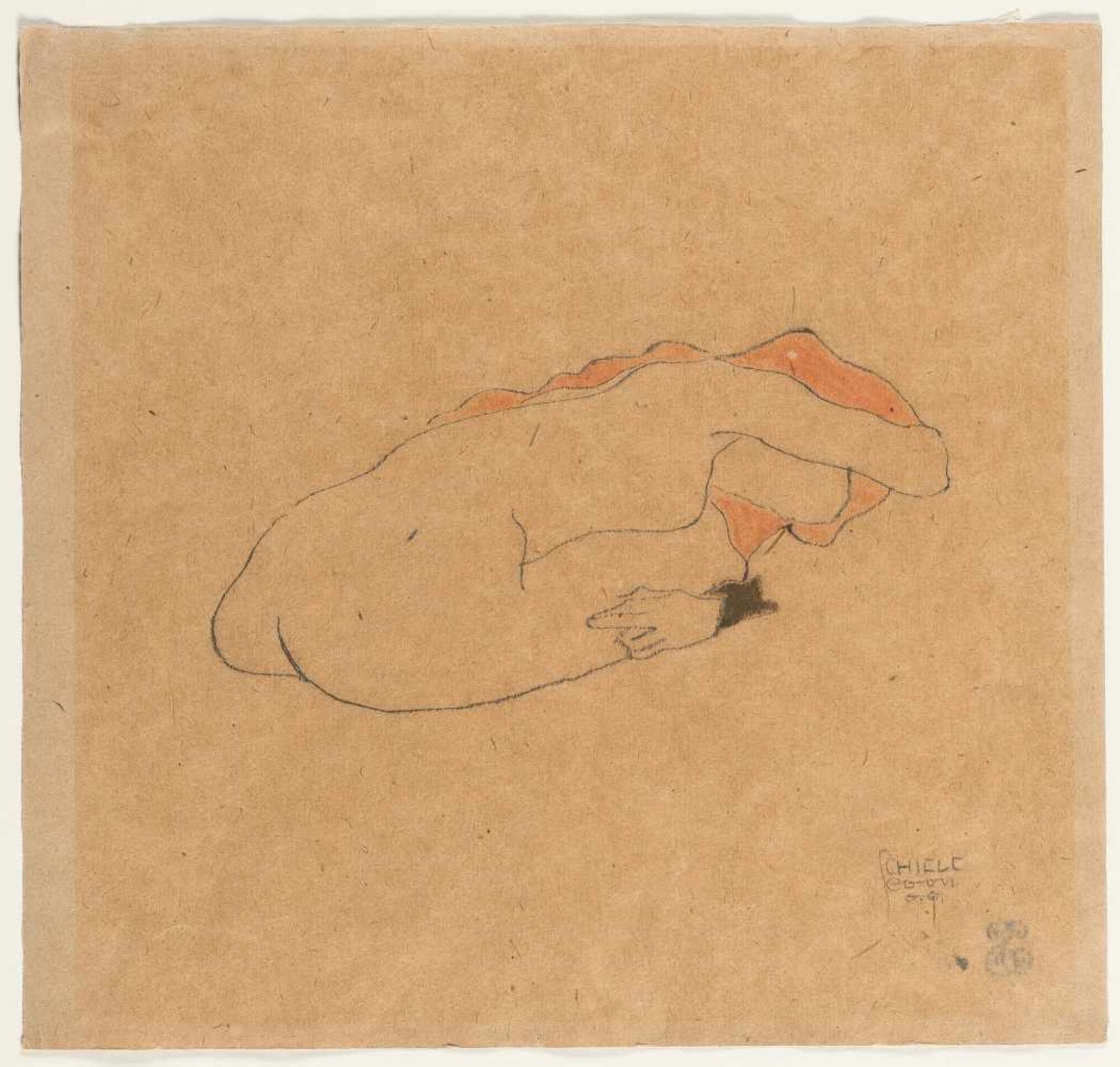 Egon Schiele1890 Tulln/Donau - Wien 1918Sitzender Frauenakt mit rotem Haar, vorgebeugtBleistift, - Bild 2 aus 3