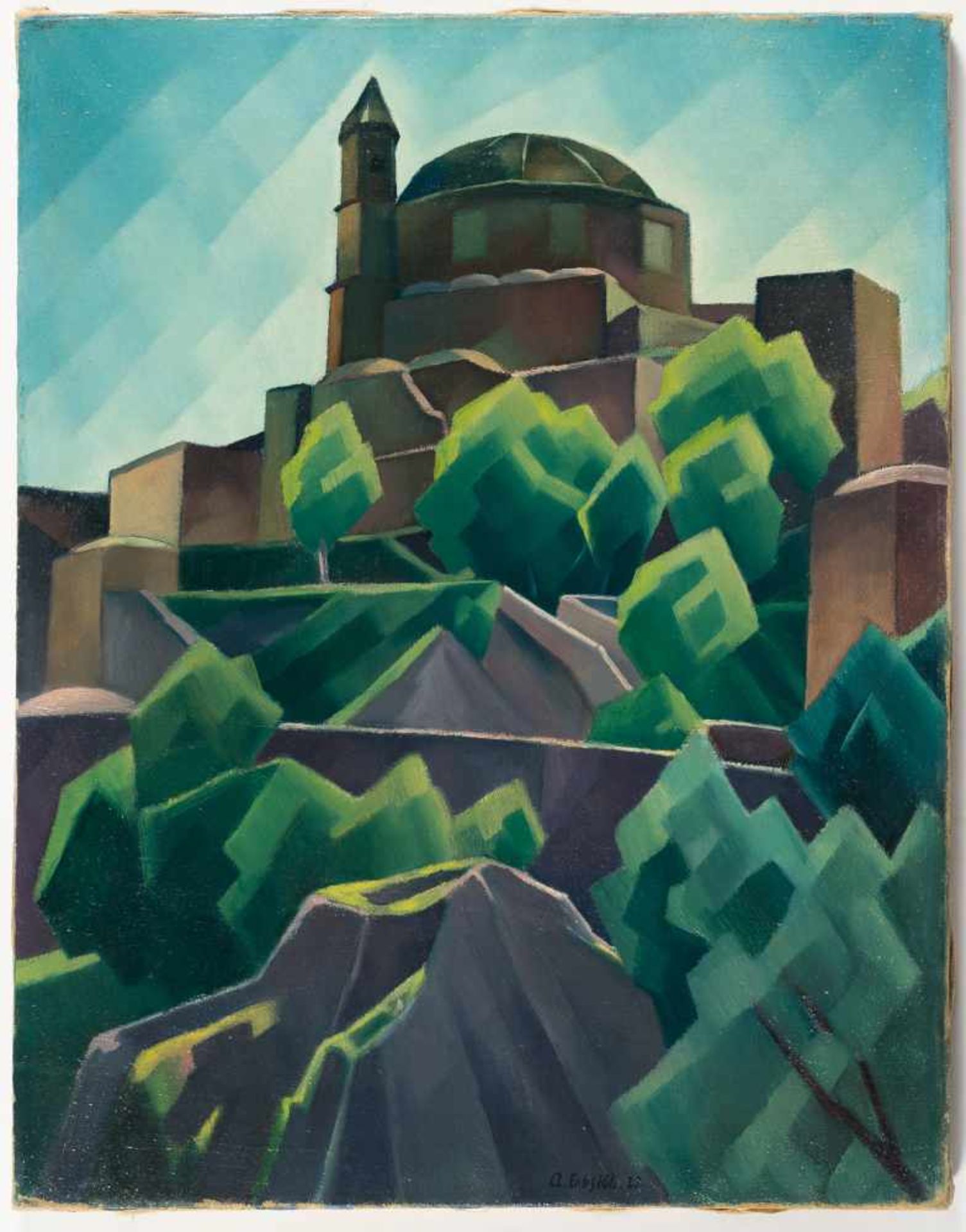 Adolf Erbslöh1881 New York - Irschenhausen 1947Kirche in Positano („Kirche in Süditalien“)Öl auf - Bild 2 aus 3