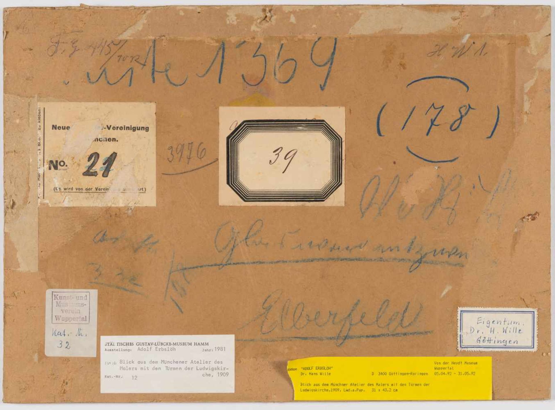 Adolf Erbslöh1881 New York - Irschenhausen 1947Blick auf die StadtÖl auf Leinwand, auf Pappe - Image 3 of 3