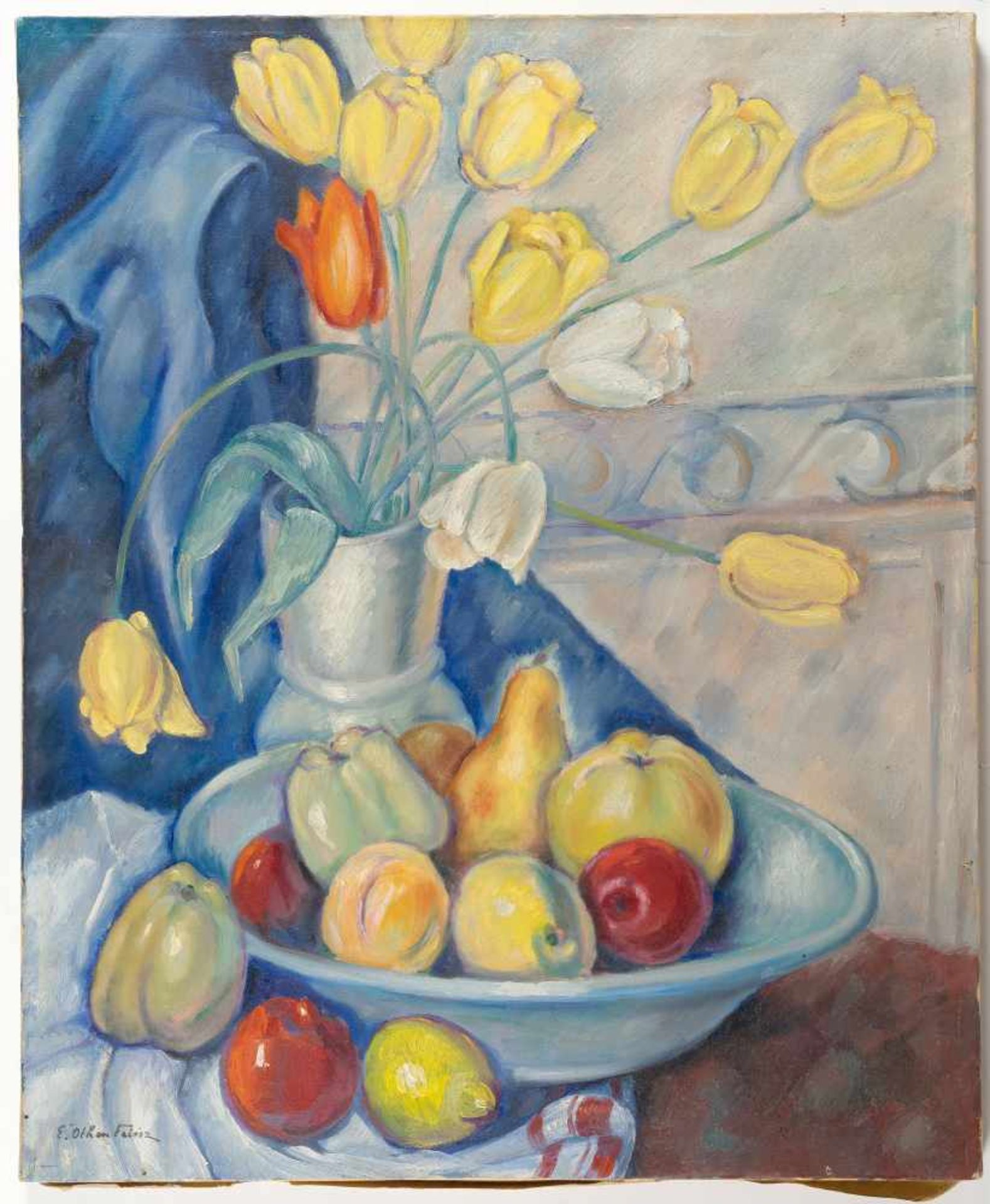 Emile-Othon Friesz1879 Le Havre - Paris 1949Stillleben mit Tulpen und FrüchtenÖl auf Leinwand. ( - Bild 2 aus 3