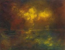 Emil Nolde1867 Nolde - Seebüll 1956Abendmeer mit DampferAquarell auf Japan. (Um 1940/1945). Ca. 12,5