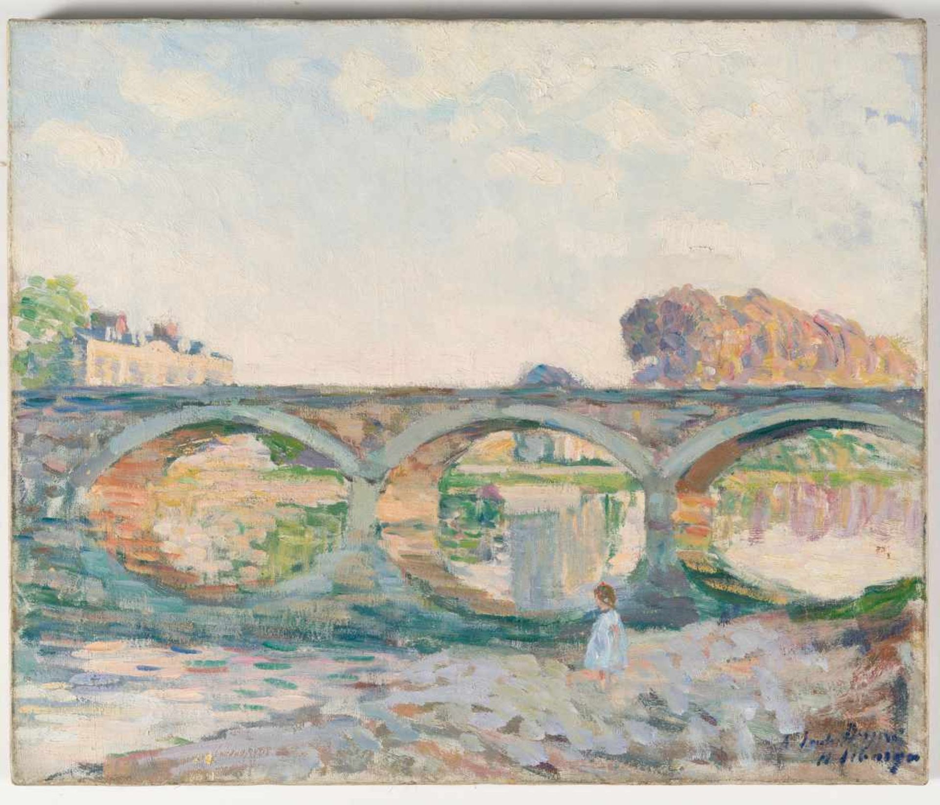 Henri Lebasque 1865 Champigné – Le Cannet 1937 Pont de la Marne près de Lagny Öl auf Leinwand. (Um - Image 2 of 3